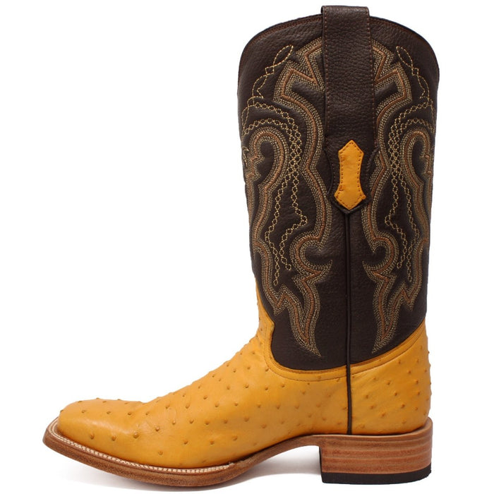 Tanner Mark Men's Genuine Full Quill Ostrich Square Toe Boots Buttercup TMX200503 - Tanner Mark Boots