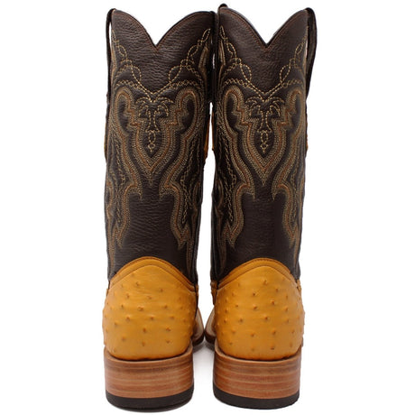 Tanner Mark Men's Genuine Full Quill Ostrich Square Toe Boots Buttercup TMX200503 - Tanner Mark Boots