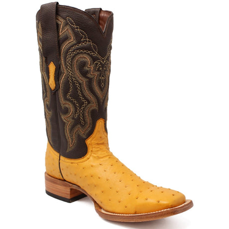 Tanner Mark Men's Genuine Full Quill Ostrich Square Toe Boots Buttercup TMX200503 - Tanner Mark Boots