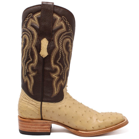 Tanner Mark Men's Genuine Full Quill Ostrich Square Toe Boots Oryx TMX200500 - Tanner Mark Boots