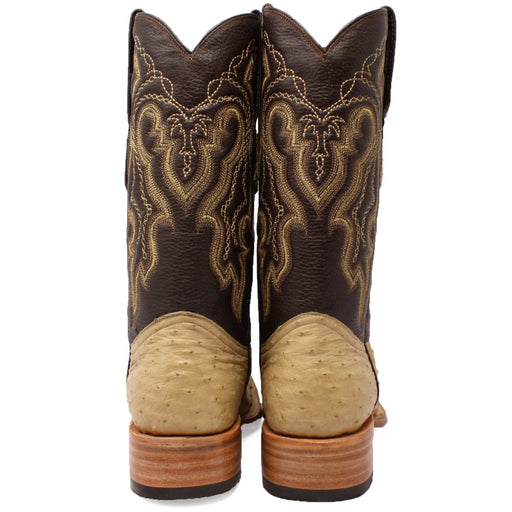 Tanner Mark Men's Genuine Full Quill Ostrich Square Toe Boots Oryx TMX200500 - Tanner Mark Boots