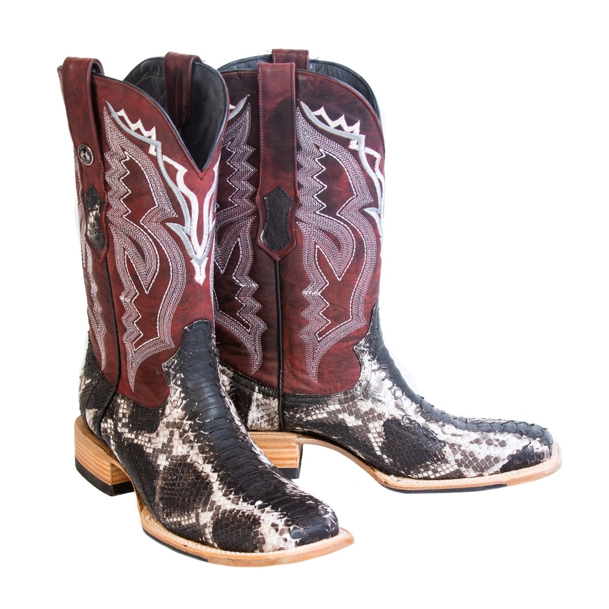 Tanner Mark Men's Genuine Python Square Toe Boots Natural ...