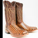 Tanner Mark Men's Hudson Print Caiman Tail Square Toe Boots Cognac - Tanner Mark Boots