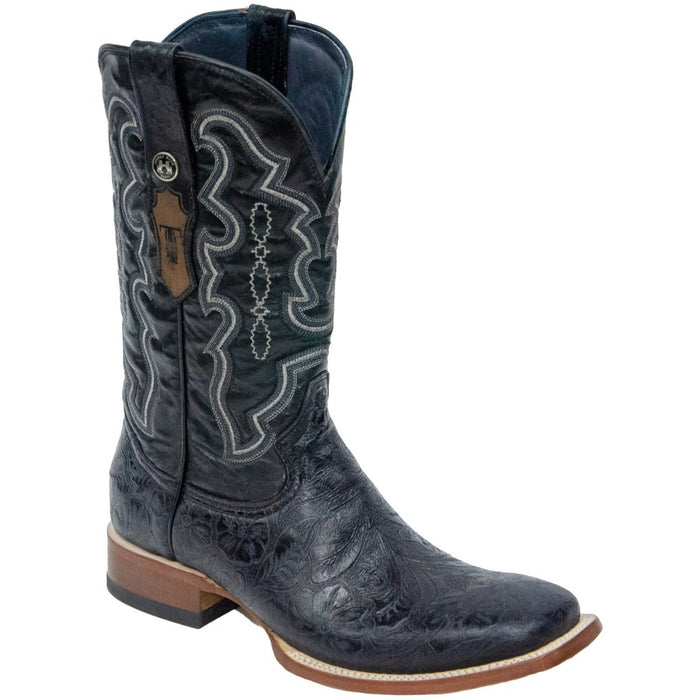 Tanner Mark Men's Leon Hand Tooled Square Toe Boots Black - Tanner Mark Boots