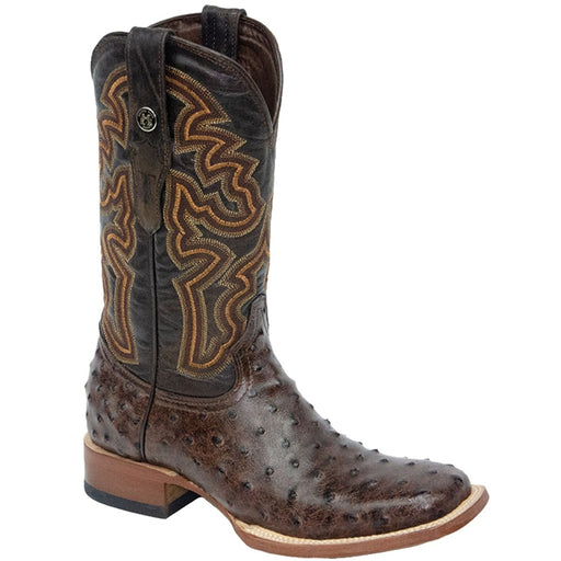 Tanner Mark Men's Print Ostrich Square Toe Boots Rustic Brown - Tanner Mark Boots