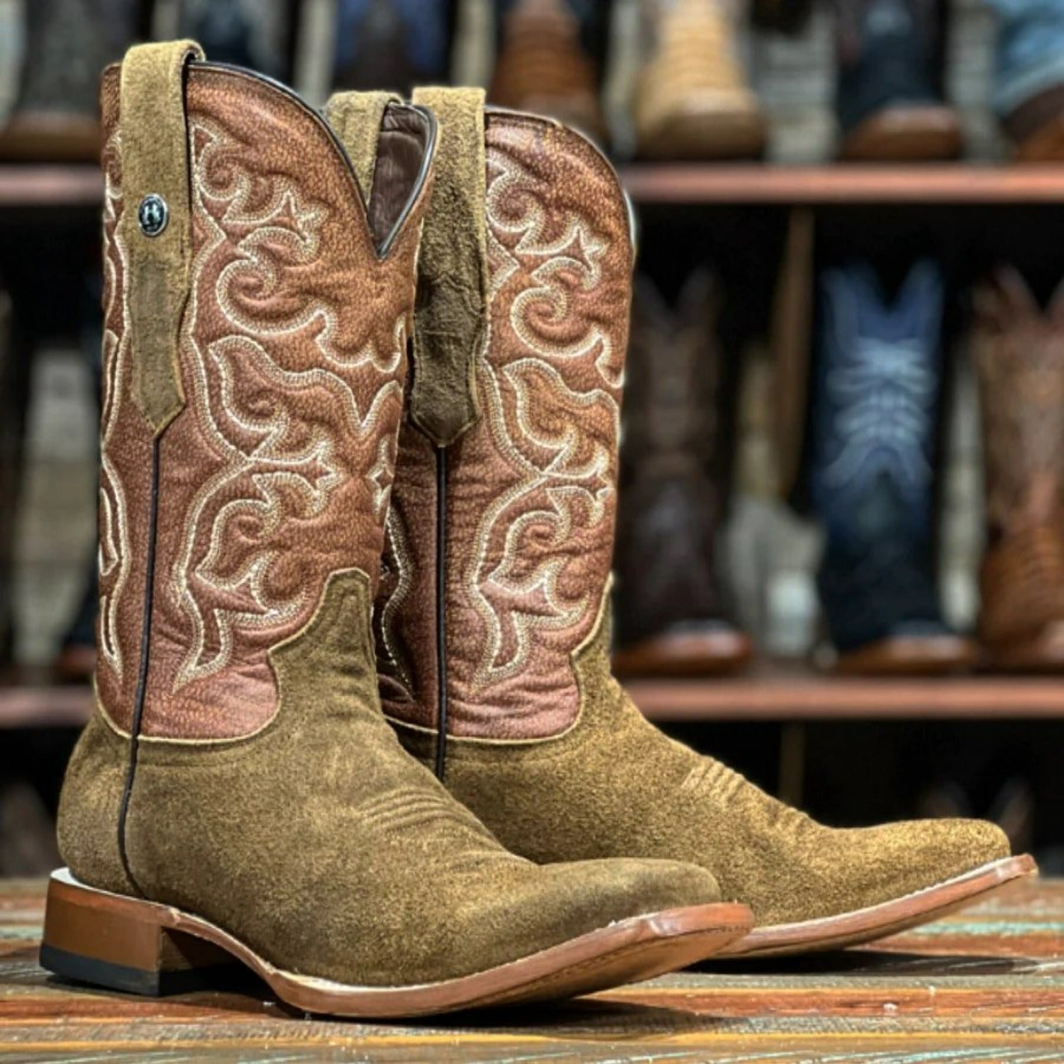 Western Boot Rough Leather Cowboy Boots Rough Out Suede Cowboy