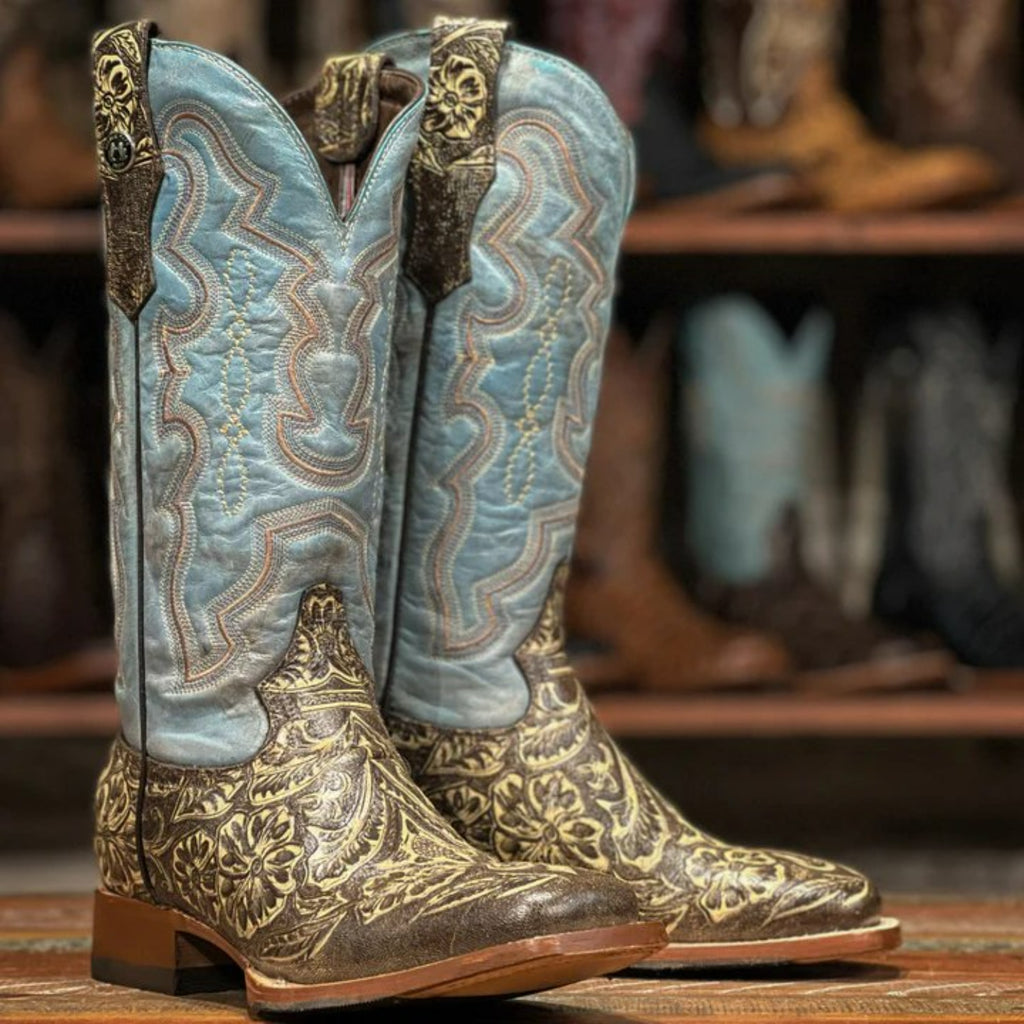 Tooled leather boots womens top