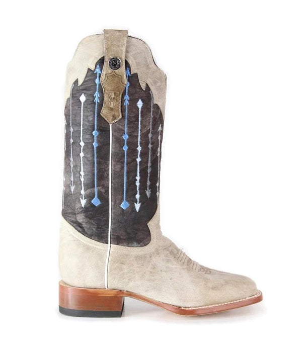 Tanner Mark Women's Sierra Square Toe Leather Boots Bone - Tanner Mark Boots