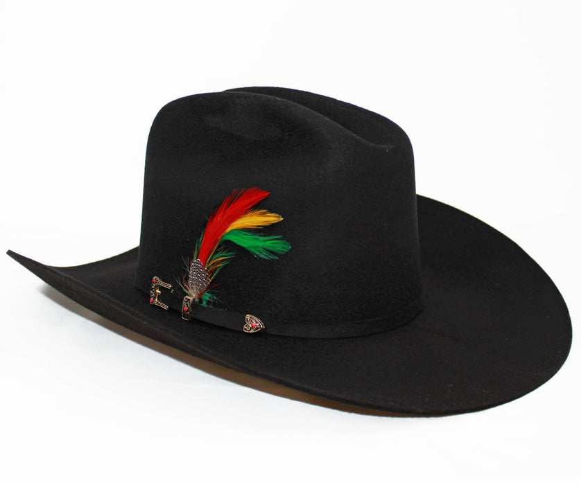 Texana 100X Estilo El Fantasma Color Negro con Plumas TOM-100XFANB - Stone Hats