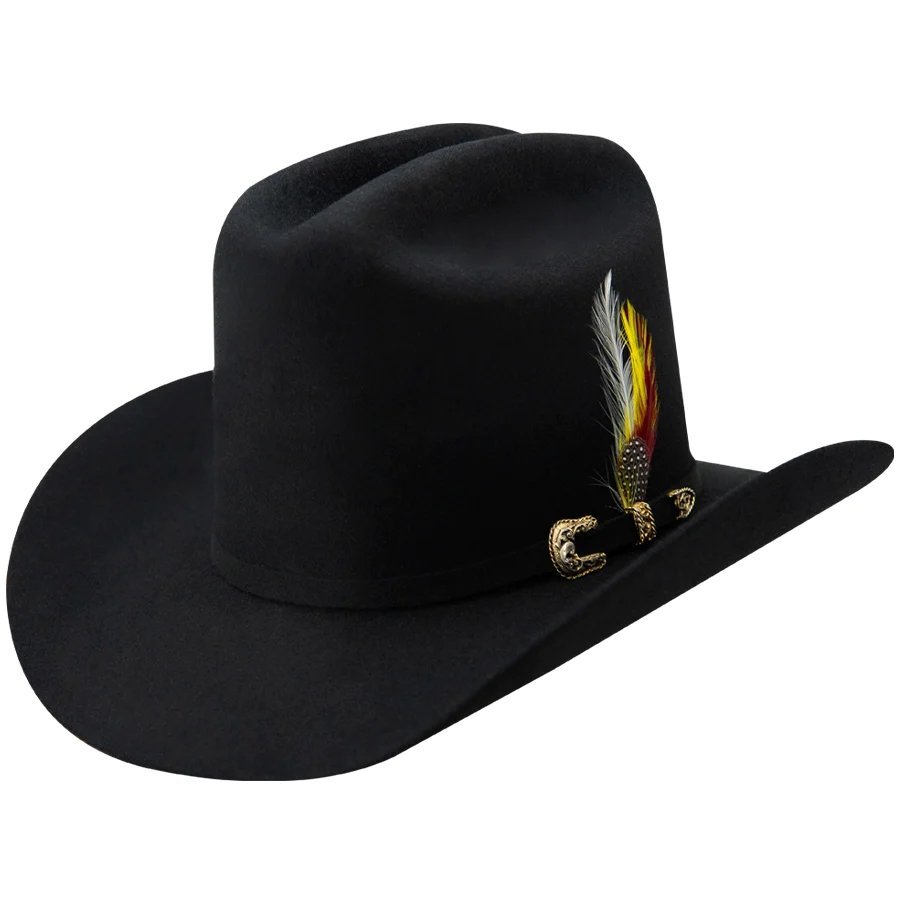 Texana Los Dos Carnales 100X Copa Alta con Plumas Color Negro - Chaparral Boots