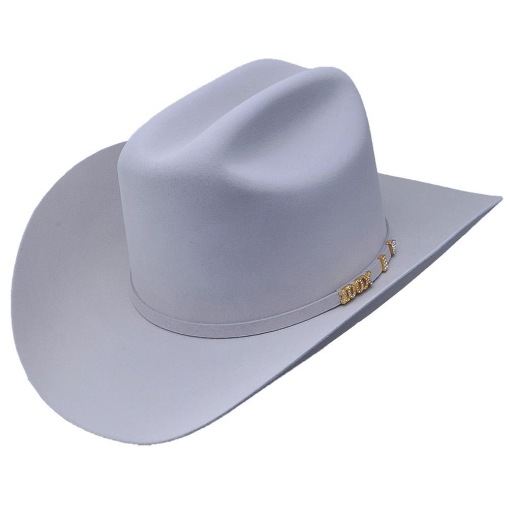 Platinum Silver Serratelli 100X felt western hat with traditional cattleman crown and premium wool blend