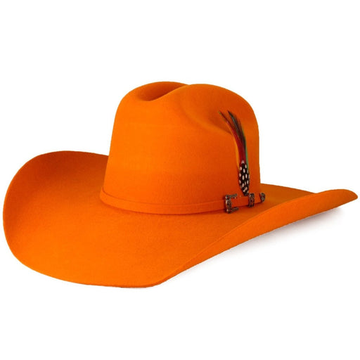 Texana Sombrero Vaquero para Mujer 100X Color Naranja con Plumas - Tombstone
