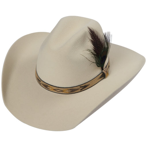 Texana Sombrero Vaquero para Mujer Color Hueso con Pluma QTD13 —