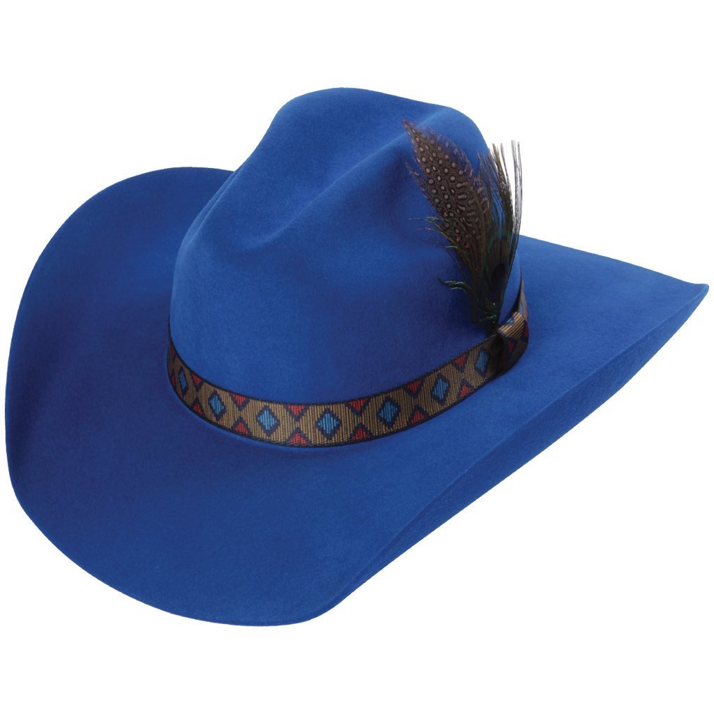 Premonición Descompostura Enfermedad infecciosa Texana Sombrero Vaquero para Mujer Color Azul con Pluma QTD14 —  CaballoBronco.com