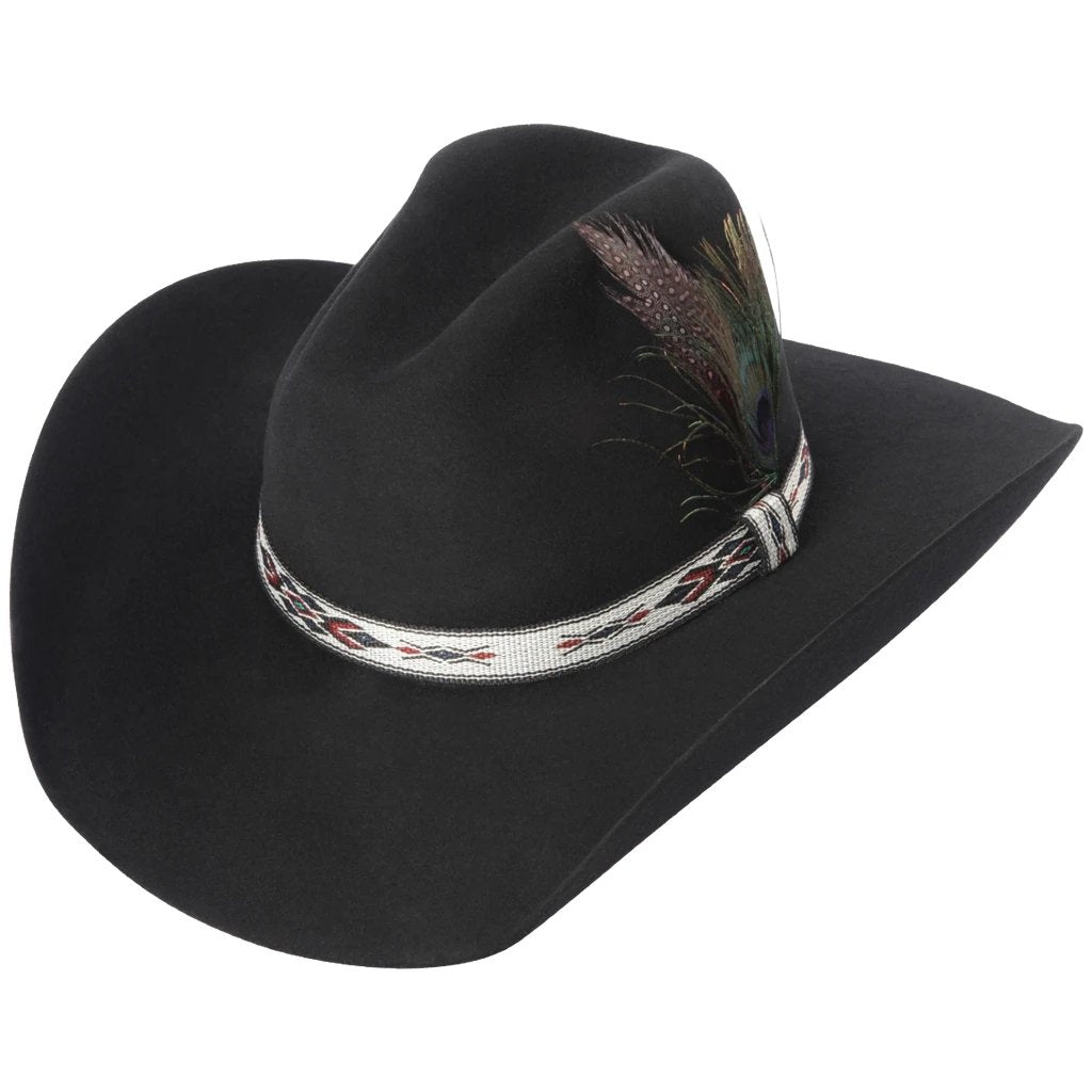 Texana Sombrero Vaquero para Mujer Color Negro con Pluma QTD16 —