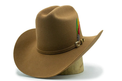 Texana Stone Sombrero Vaquero para Mujer 100X Color Morado con Plumas —
