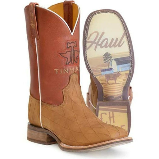 Tin Haul Crossed Men's Boots With Ranch Sole Brown - Tin Haul Boots