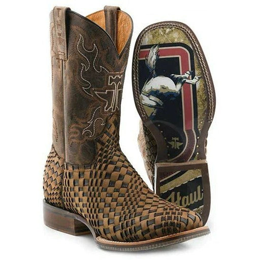 Tin Haul Dream Weaver Men's Boots With Bronc Rider Sole Brown - Tin Haul Boots