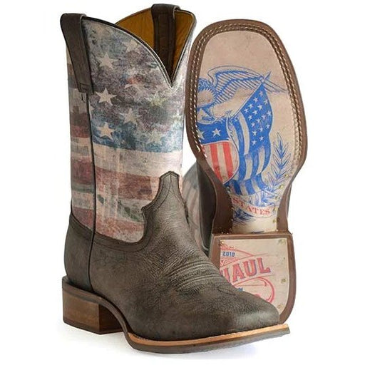 Tin Haul Patriot Men's Boots With Eagle and Shield Sole Brown - Tin Haul Boots