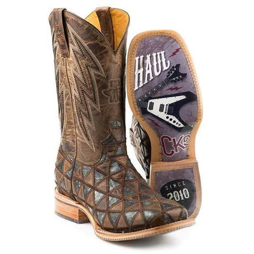 Tin Haul Rocker Men's Boots With Guitar Sole Handcrafted Brown - Tin Haul Boots