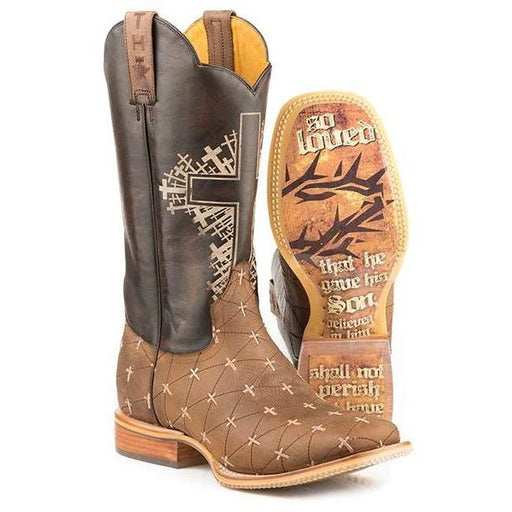 Tin Haul The Gospel Men's Boots With John 3:16 Sole Brown - Tin Haul Boots