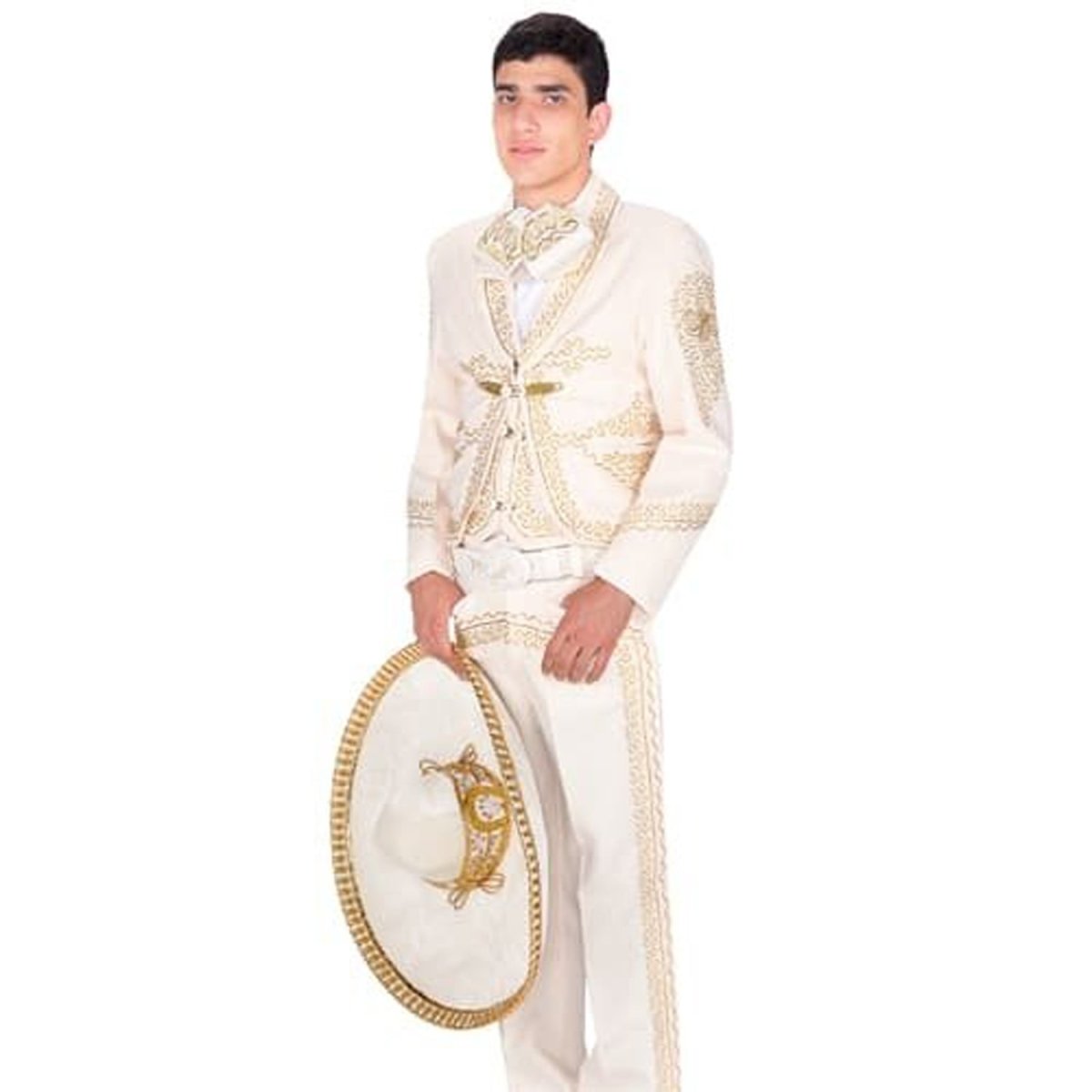 Traje Charro para Hombre (TODO INCLUIDO) Color Hueso con Oro