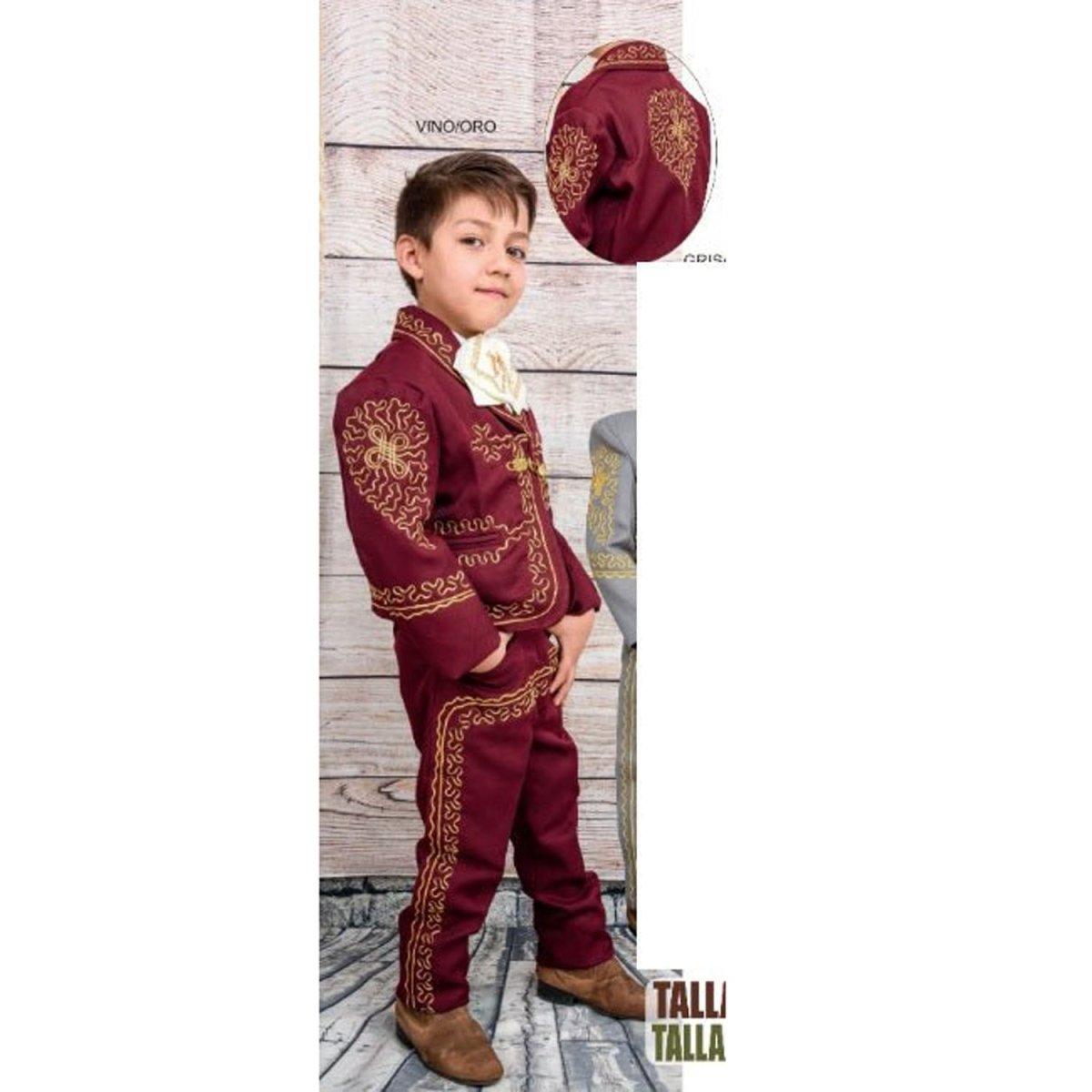 Traje Charro para Niño (TODO INCLUIDO) Color Vino y Oro imp-72310 - Impormexico