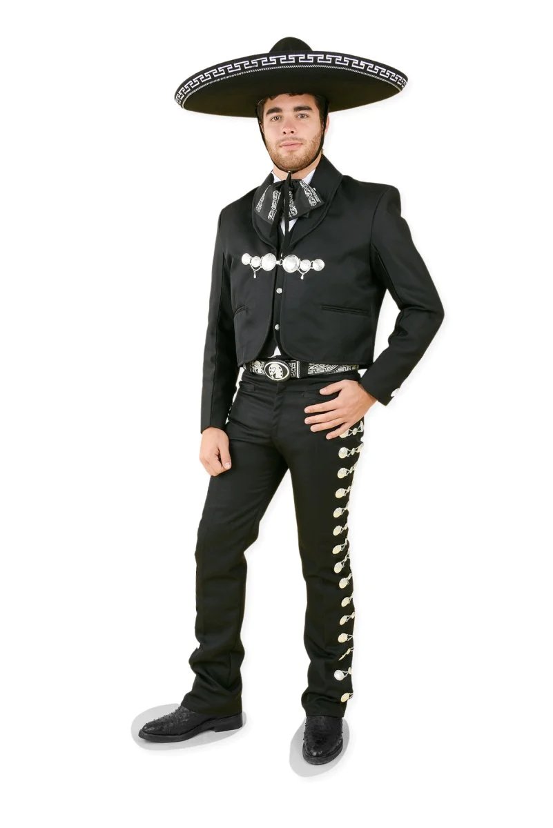 Traje de Charro para Hombre (TODO INCLUIDO) Color Negro y Plata imp-72130 - Impormexico