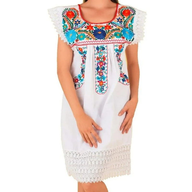 Vestido Artesanal Fino Bordado Color Blanco para Mujer IMP-77136 main image 1