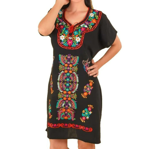 Vestido Artesanal Fino Bordado Color Blanco para Mujer IMP-77136