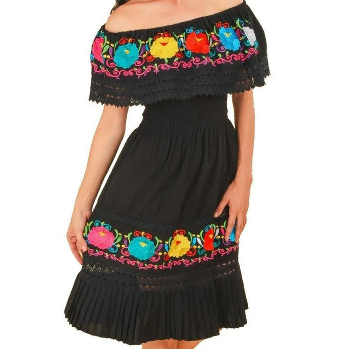 Vestido Artesanal Fino Bordado Color Negro para Mujer IMP-77354 - ImporMexico