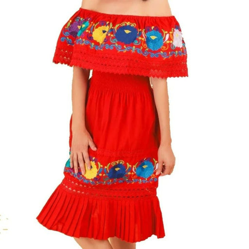 Vestido Artesanal Fino Bordado Color Rojo para Mujer IMP-77355 - ImporMexico