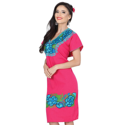 Vestido Artesanal Fino Bordado Zinacantan Color Rosa para Mujer GEN-601292 - El General