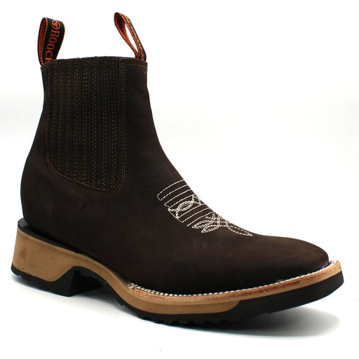 Wide Square Toe Ankle Boots with Rubber Sole Hooch Choco H42D2694 - Hooch Boots