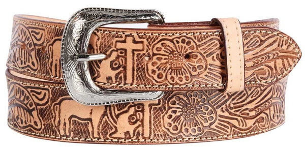 Embossed Leather Belt for Women Brown Color - ImporMexico