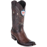 Original Ostrich Leg Boots Dubai Square Toe Faded Brown Color - Wild West Boots