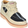 Genuine Stingray & Ostrich Casual Shoes Black and Winter White Color – Los Altos Boots – Side View